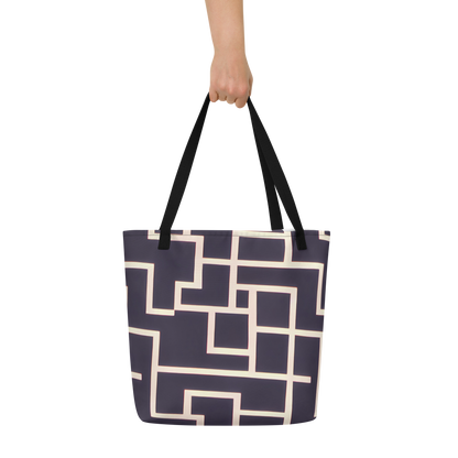 Large Tote Bag w/ Pocket - Gilded Gridlock