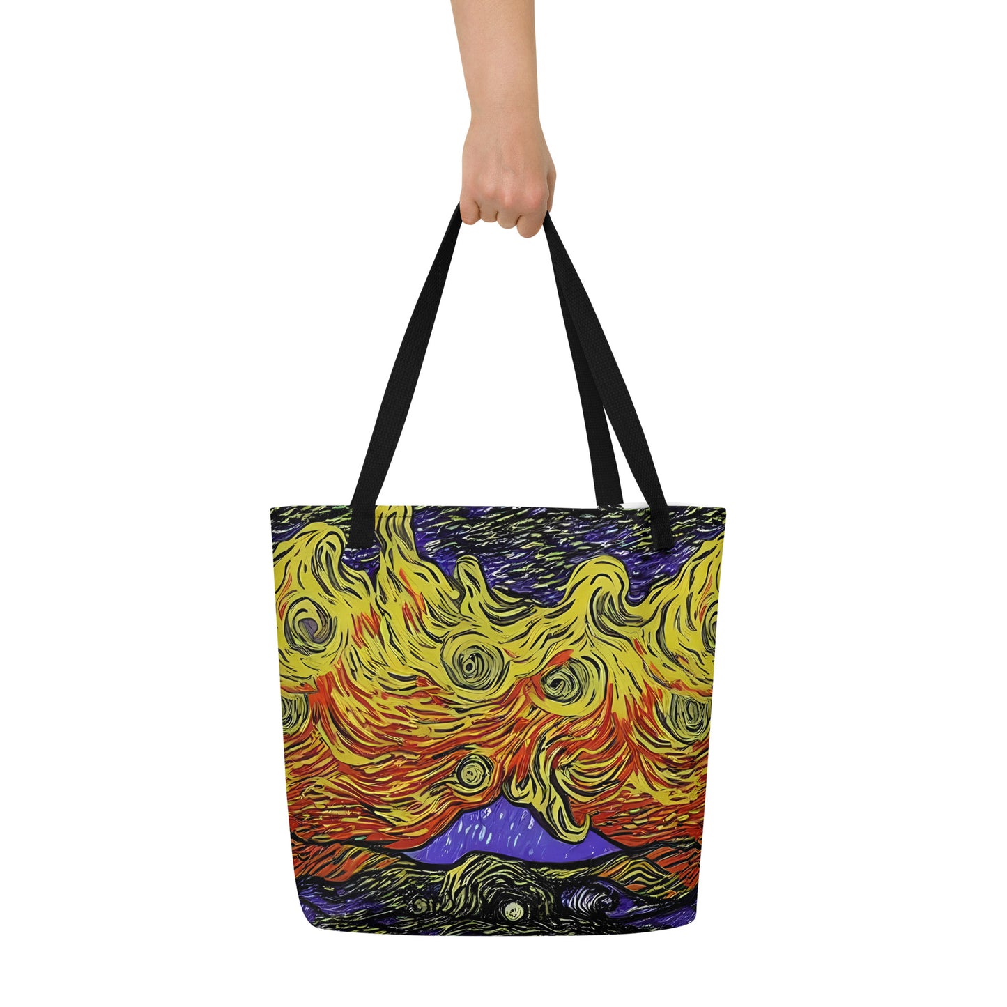 Large Tote Bag w/ Pocket - Dancing Solar Flare