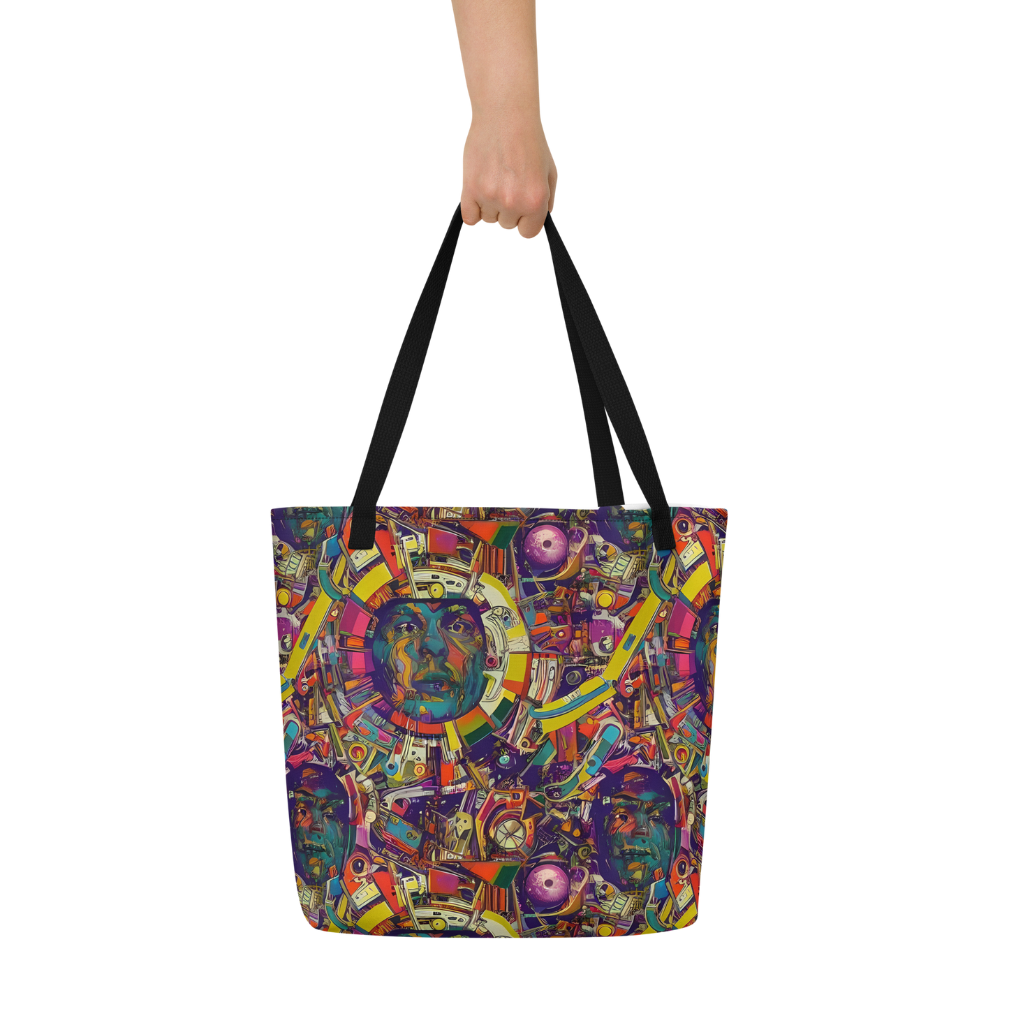 Large Tote Bag w/ Pocket - Cosmic Collage