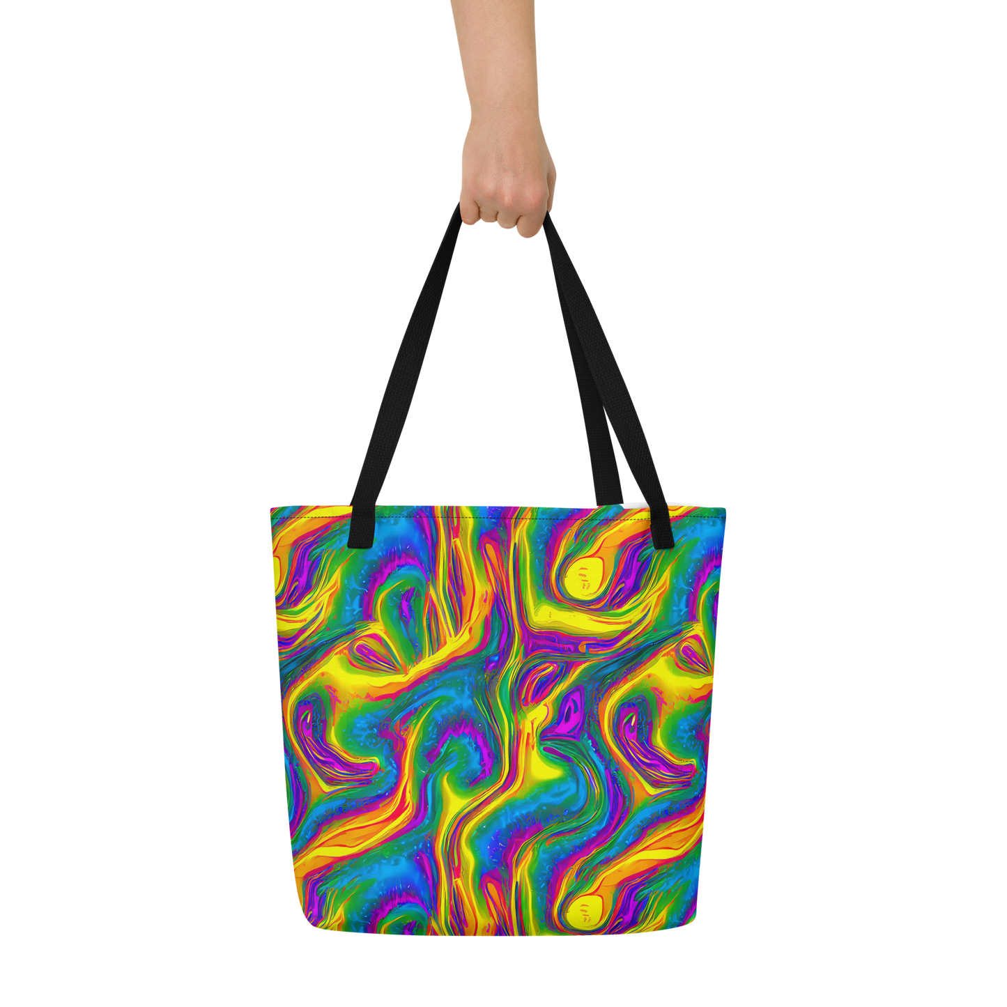 Large Tote Bag w/ Pocket - Electric Aurora