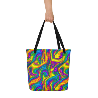 Large Tote Bag w/ Pocket - Electric Aurora