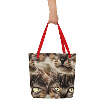 Large Tote Bag w/ Pocket - Feline Reverie