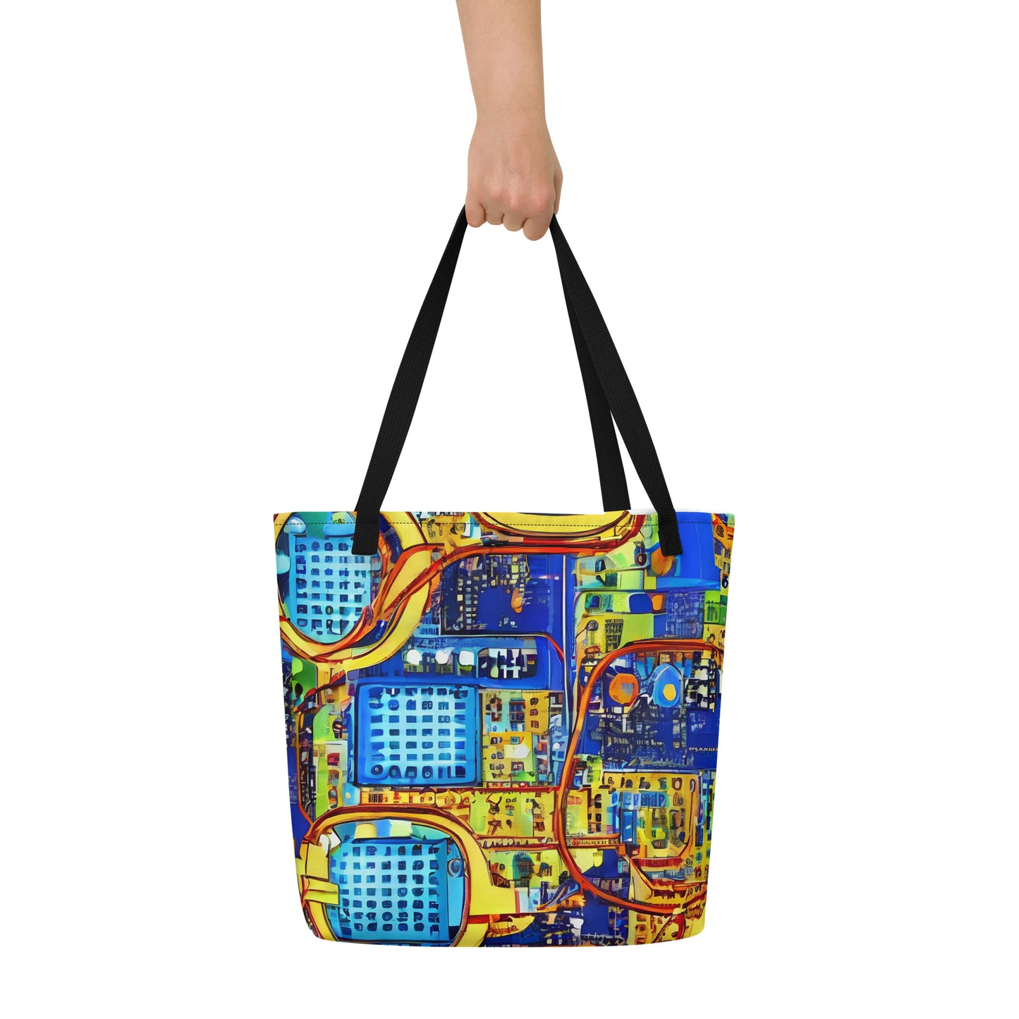 Large Tote Bag w/ Pocket - Circuitous Vision