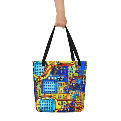 Large Tote Bag w/ Pocket - Circuitous Vision