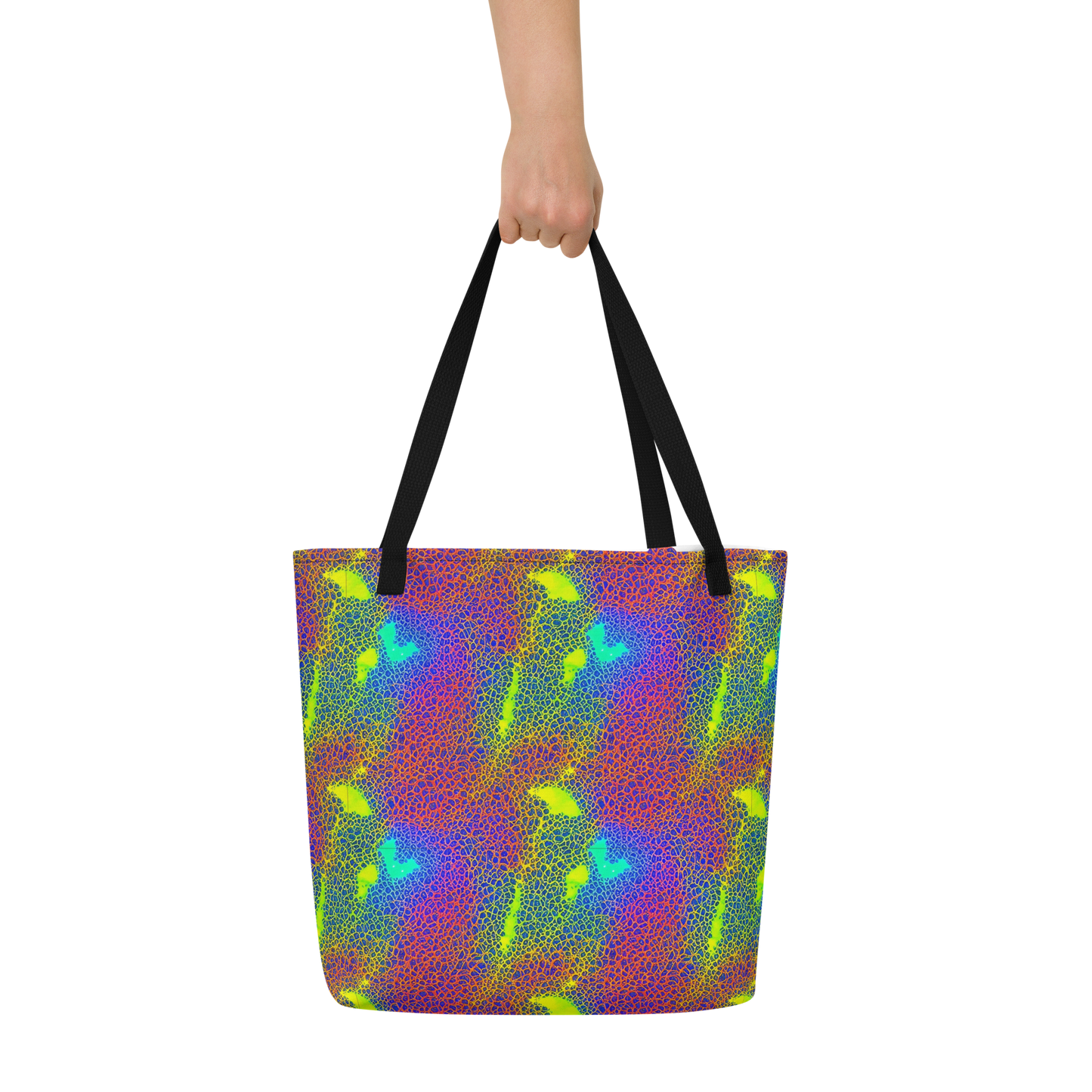 Large Tote Bag w/ Pocket - Prismatic Web