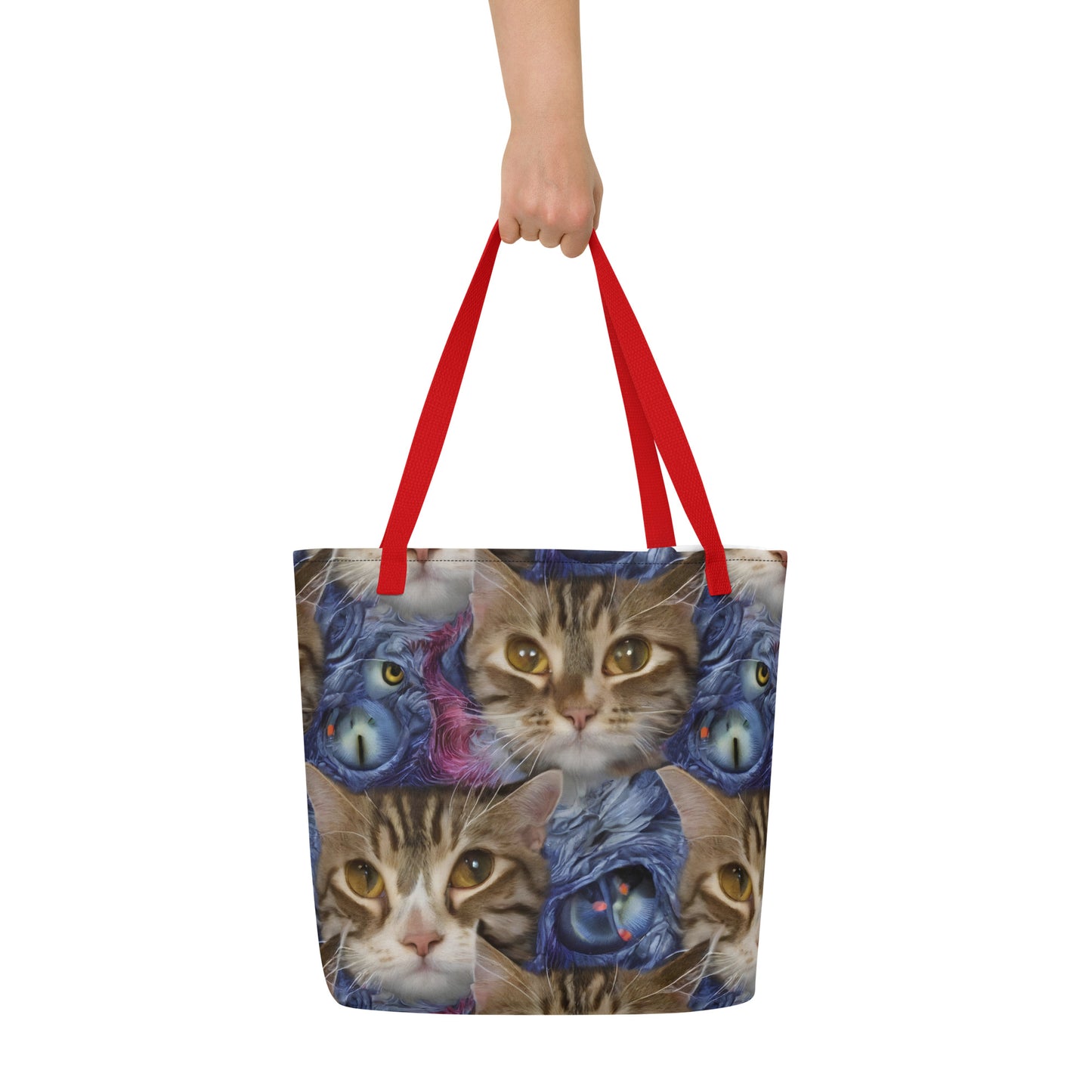 Large Tote Bag w/ Pocket - Feline Fantasy