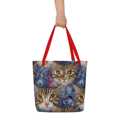Large Tote Bag w/ Pocket - Feline Fantasy