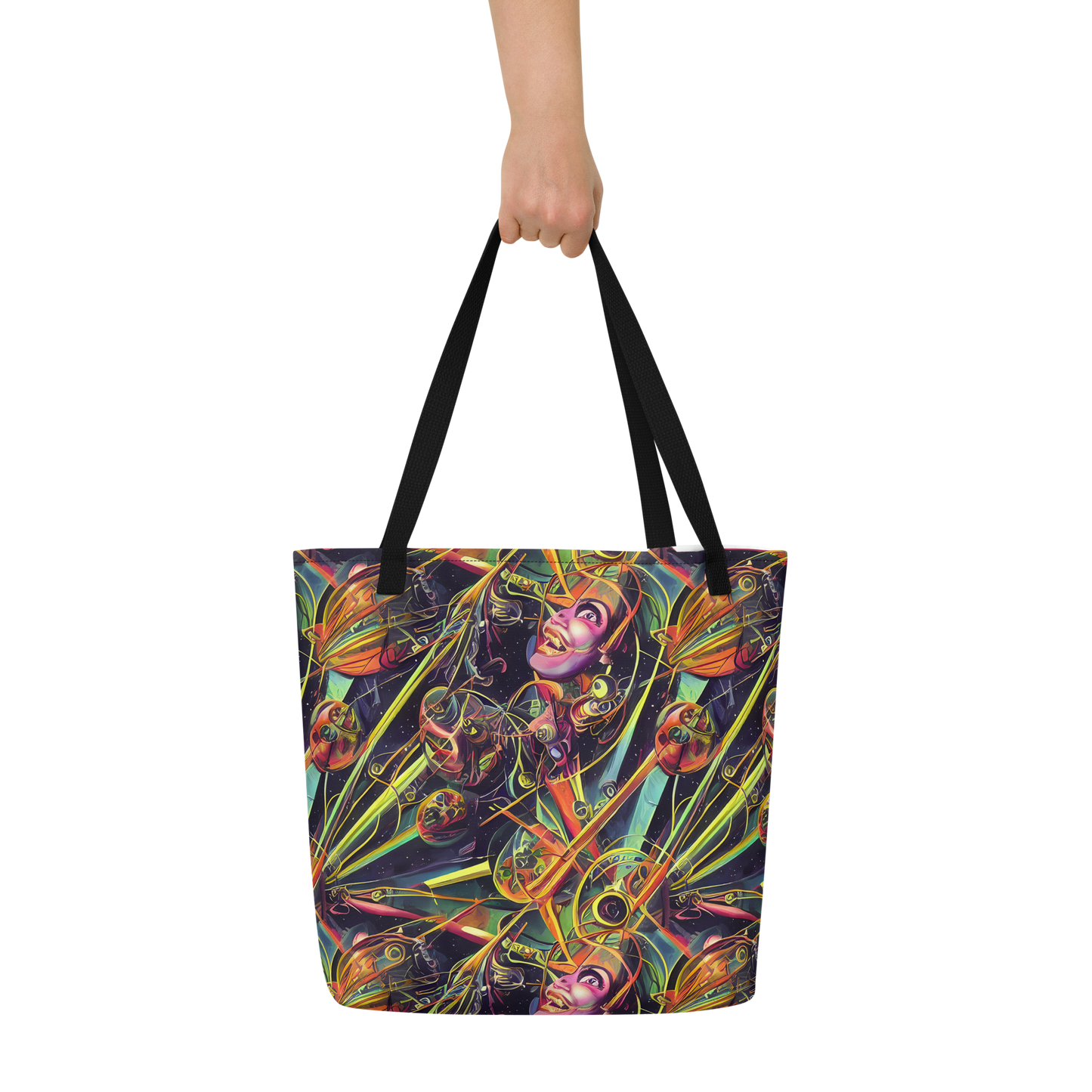 Large Tote Bag w/ Pocket - Psychedelic Deep Space