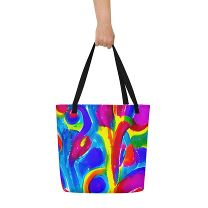 Large Tote Bag w/ Pocket - Psychedelic Splash