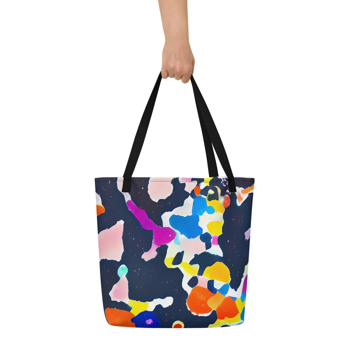 Large Tote Bag w/ Pocket - Kaleido Burst