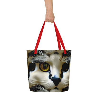 Large Tote Bag w/ Pocket - Feline Fancy