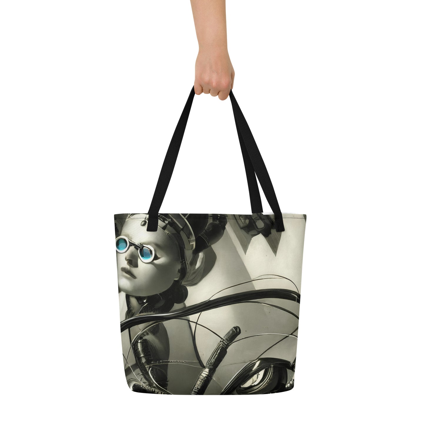 Large Tote Bag w/ Pocket - Cyber Reverie