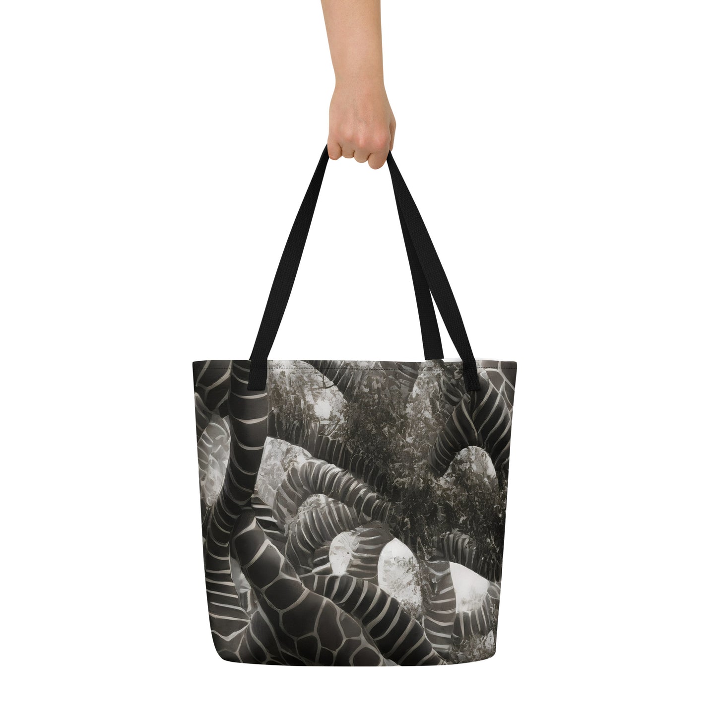 Large Tote Bag w/ Pocket - Serpent Symphony