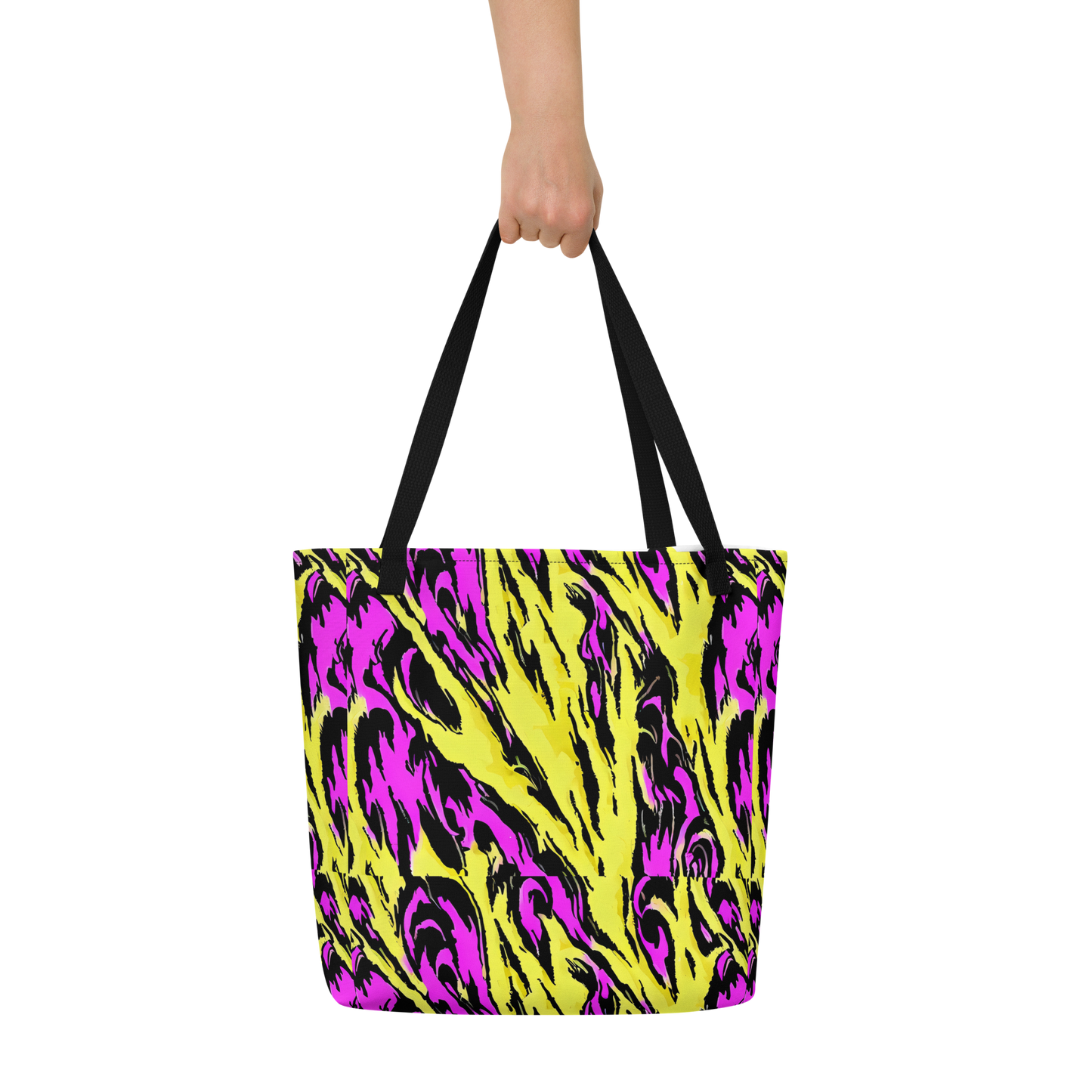 Large Tote Bag w/ Pocket - Neon Savanna