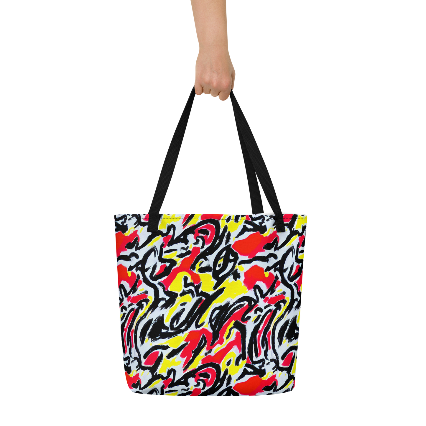 Large Tote Bag w/ Pocket - Cosmic Brushstrokes