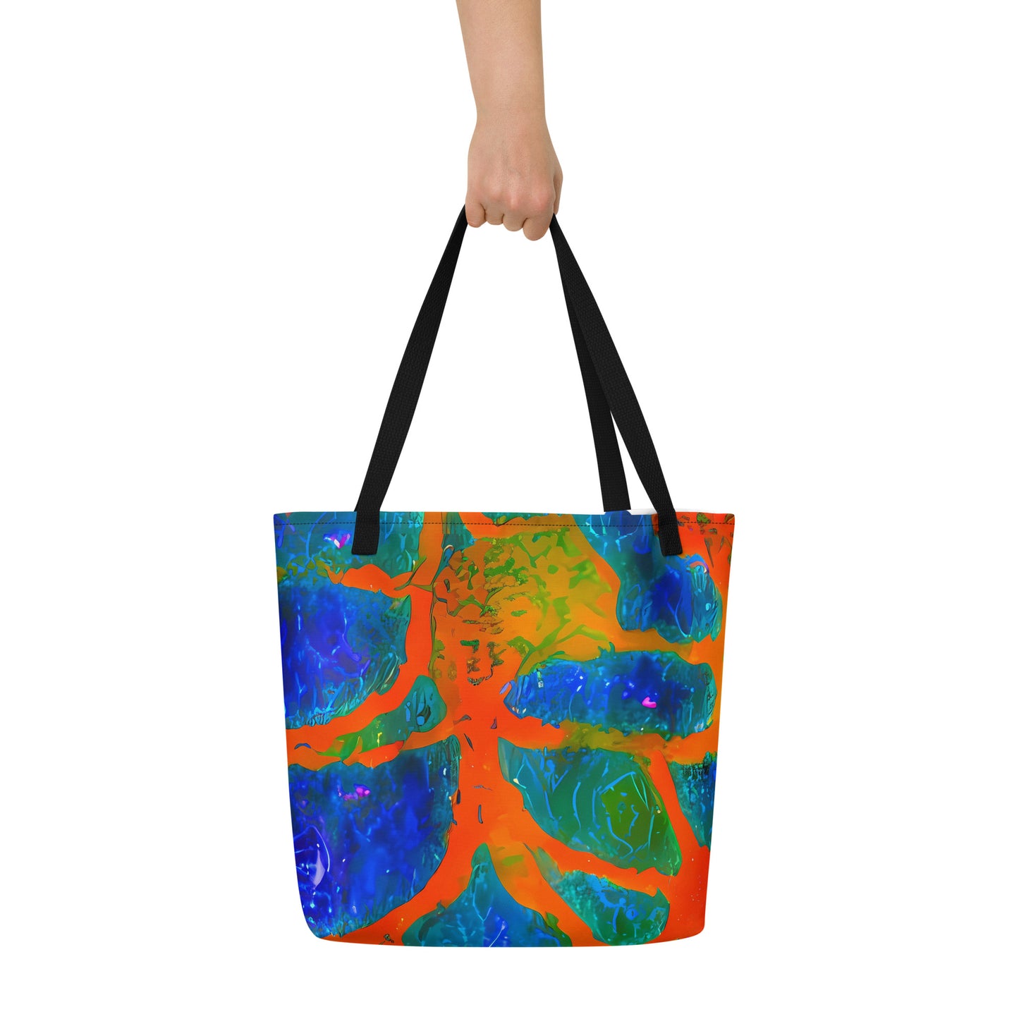 Large Tote Bag w/ Pocket - Vibrant Mosaic