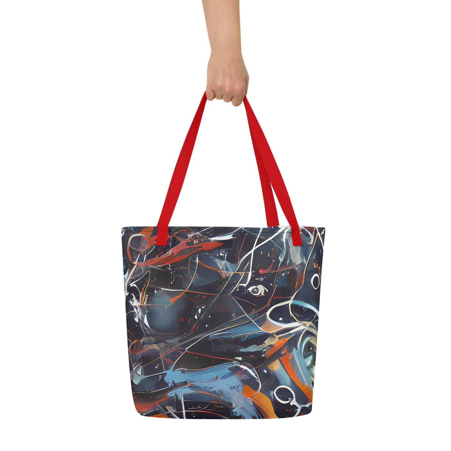 Large Tote Bag w/ Pocket - Neo-Splash Labyrinth