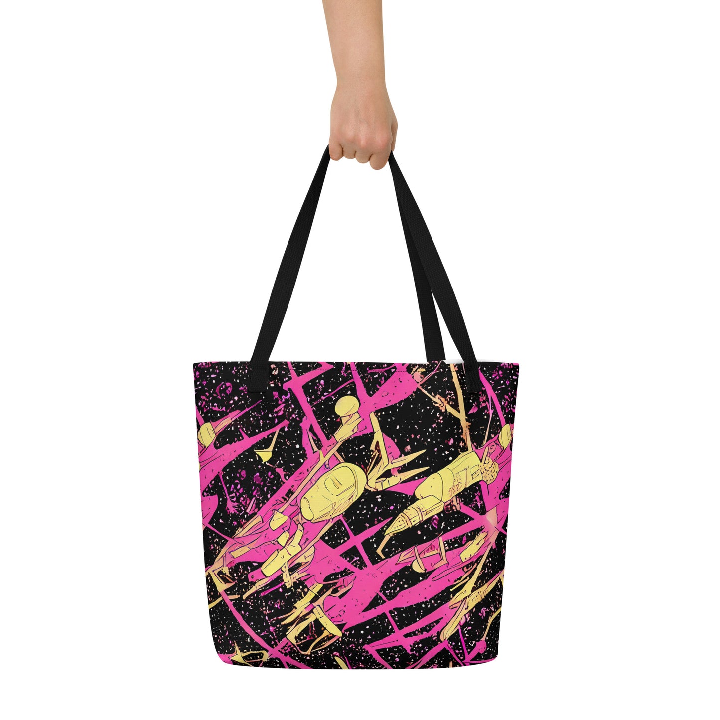 Large Tote Bag w/ Pocket - Galaxy Graffiti