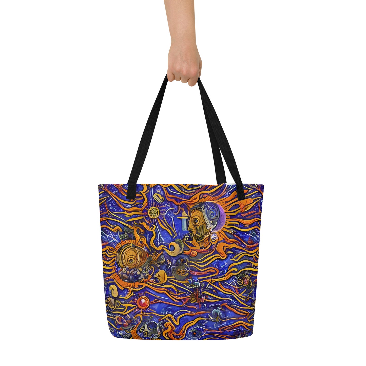 Large Tote Bag w/ Pocket - Mantegna Swirl