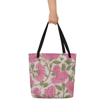 Large Tote Bag w/ Pocket - Blossom Symphony