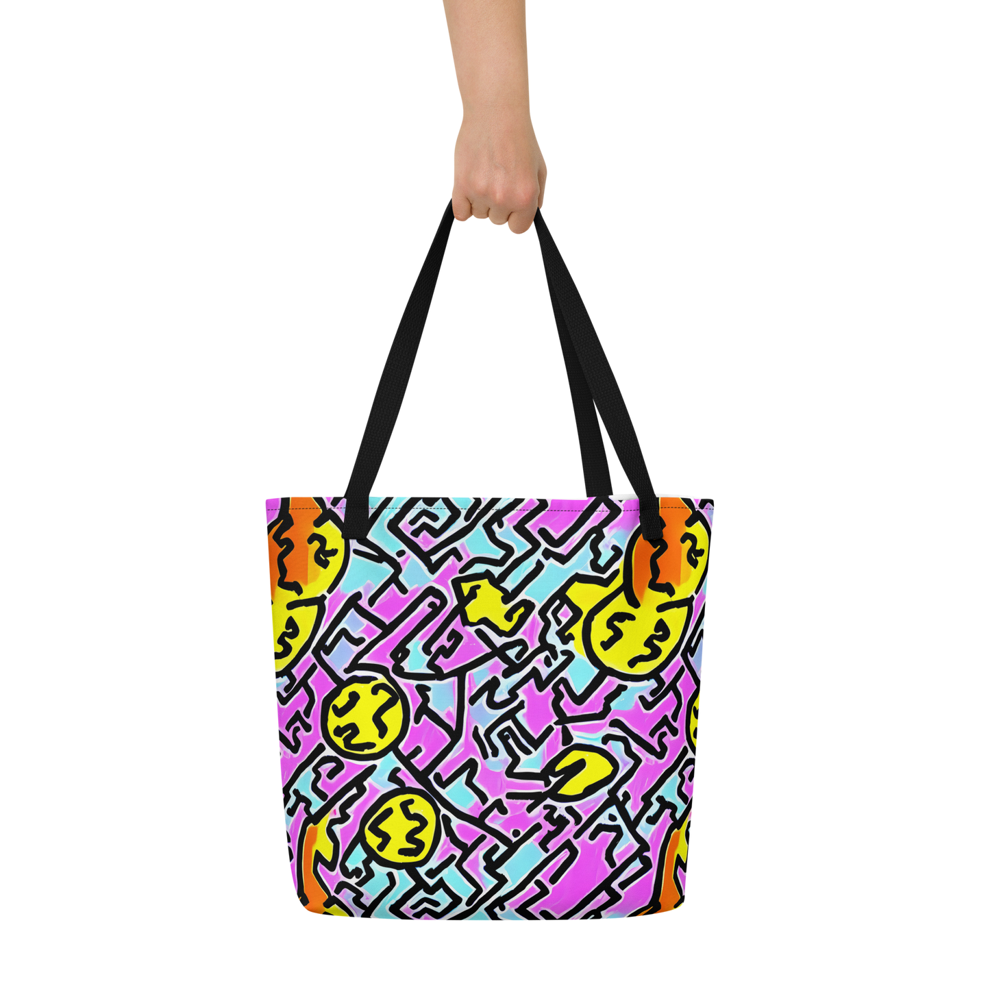 Large Tote Bag w/ Pocket - Punk Doodles