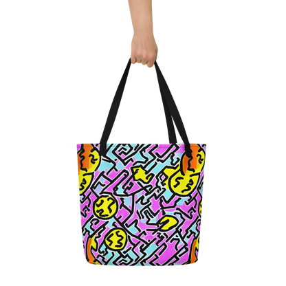 Large Tote Bag w/ Pocket - Punk Doodles