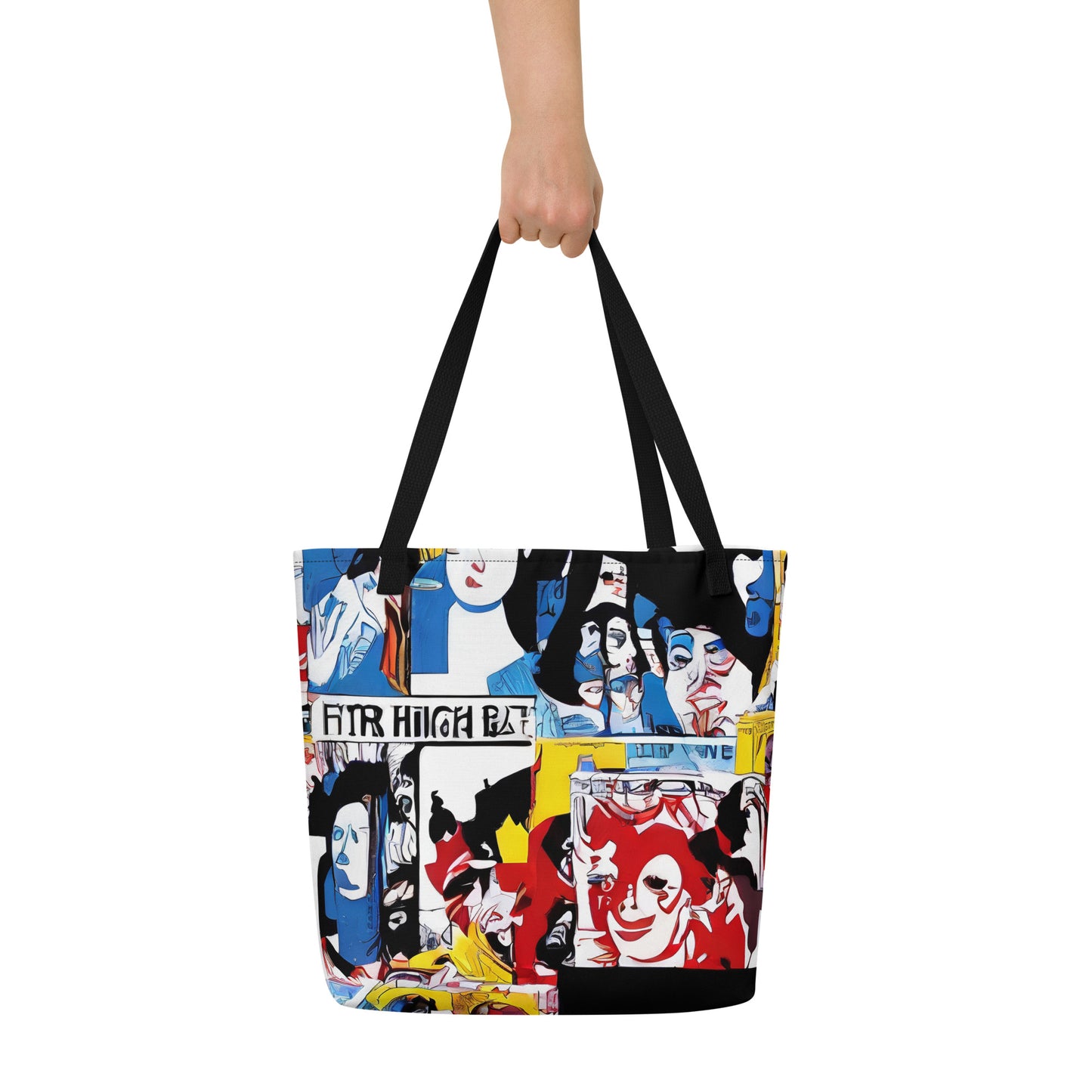 Large Tote Bag w/ Pocket - Pop Art Parade