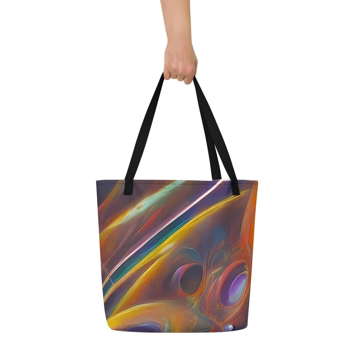 Large Tote Bag w/ Pocket - Pre-Raphaelite Ripple