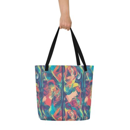 Large Tote Bag w/ Pocket - Neon Aurora