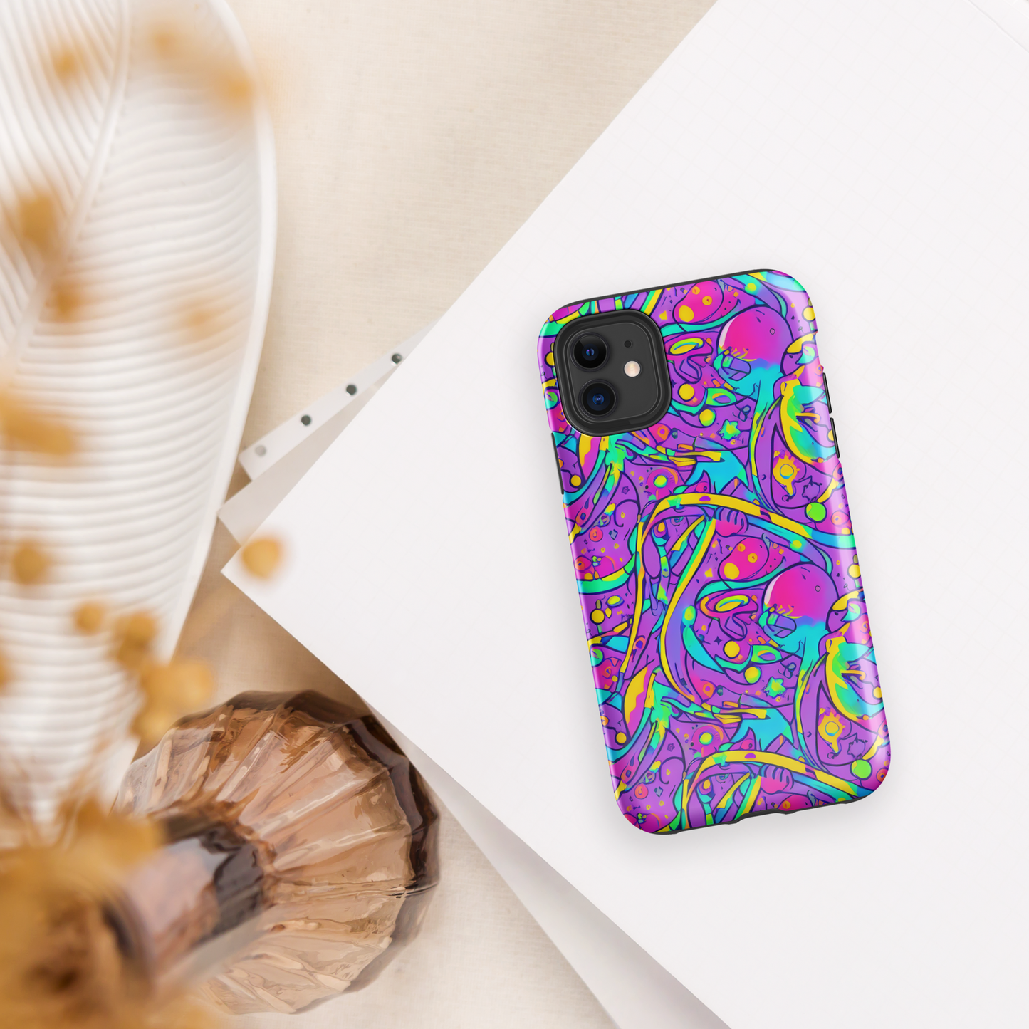 Tough Case for iPhone® - Neon Galaxy Whirl