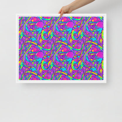 Framed Canvas (in) - Neon Galaxy Whirl