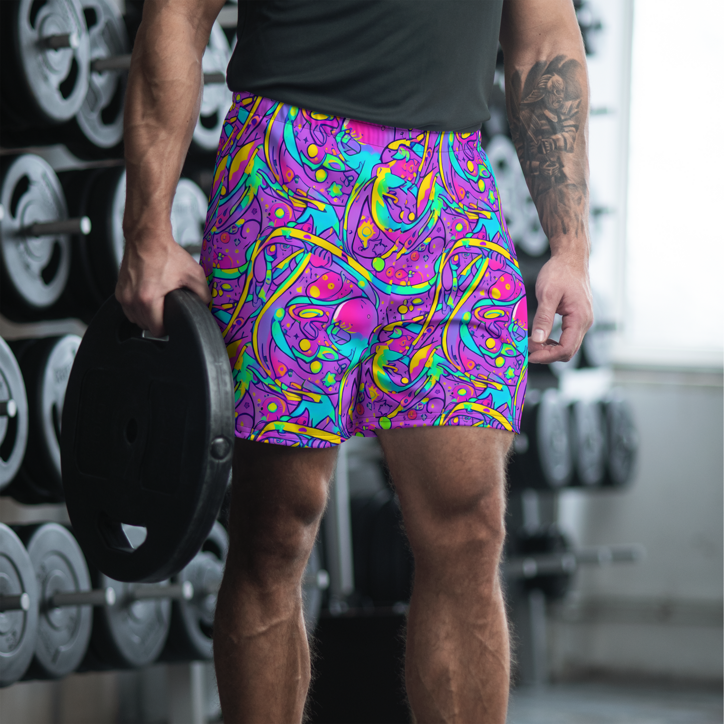 Men's Athletic Shorts - Neon Galaxy Whirl