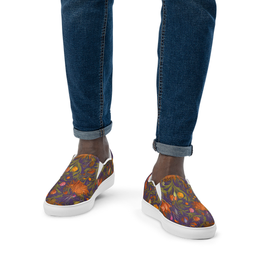 Men's Slip-On Canvas Shoes - Botanical Nebula