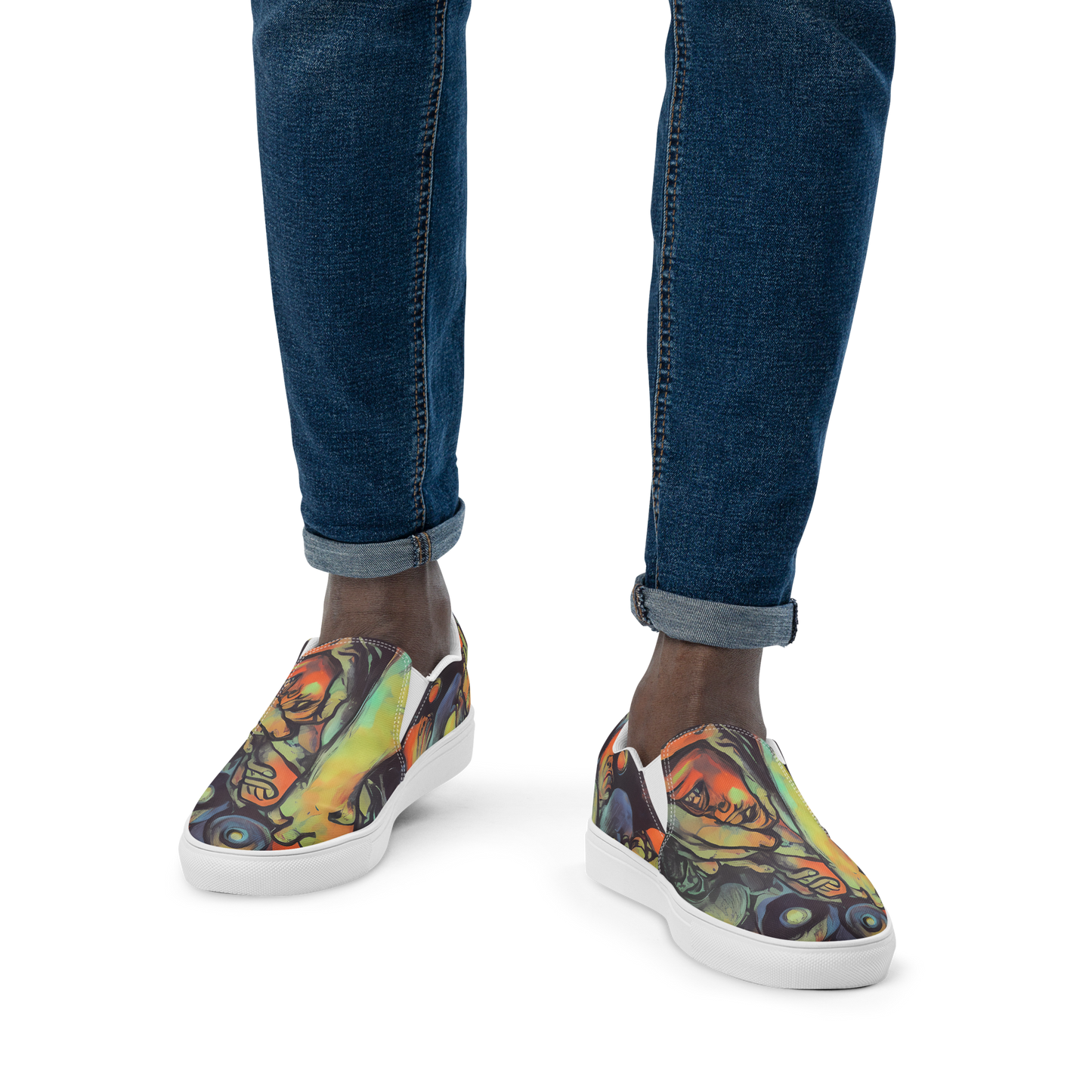 Men's Slip-On Canvas Shoes - Cosmic Scream