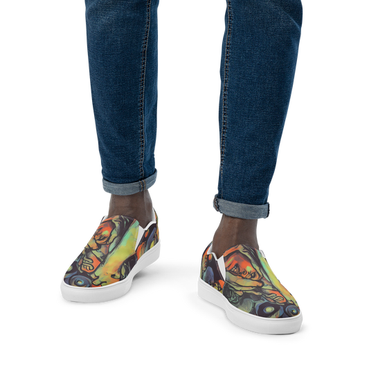 Men's Slip-On Canvas Shoes - Cosmic Scream