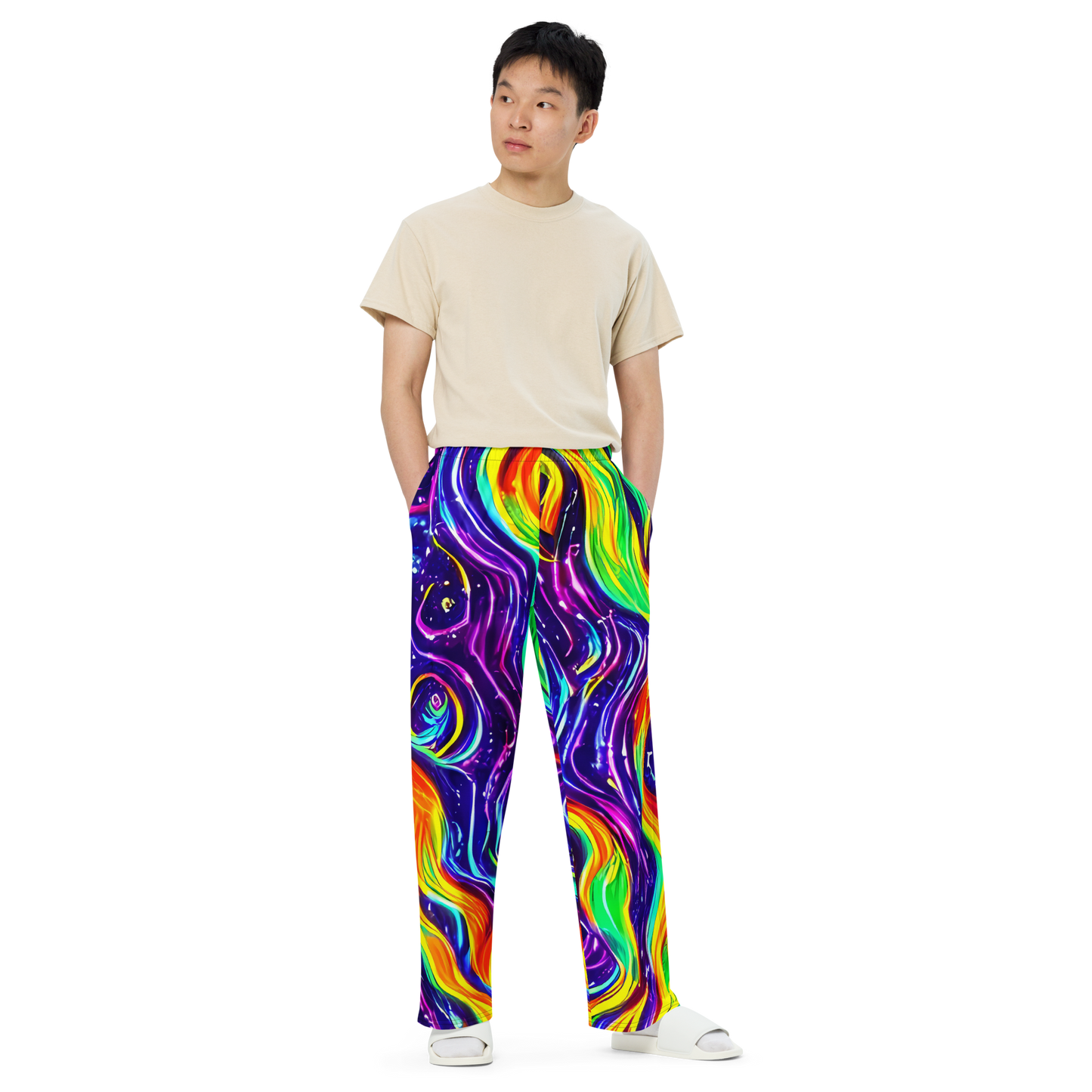 Wide-Leg Pants - Galactic Flames