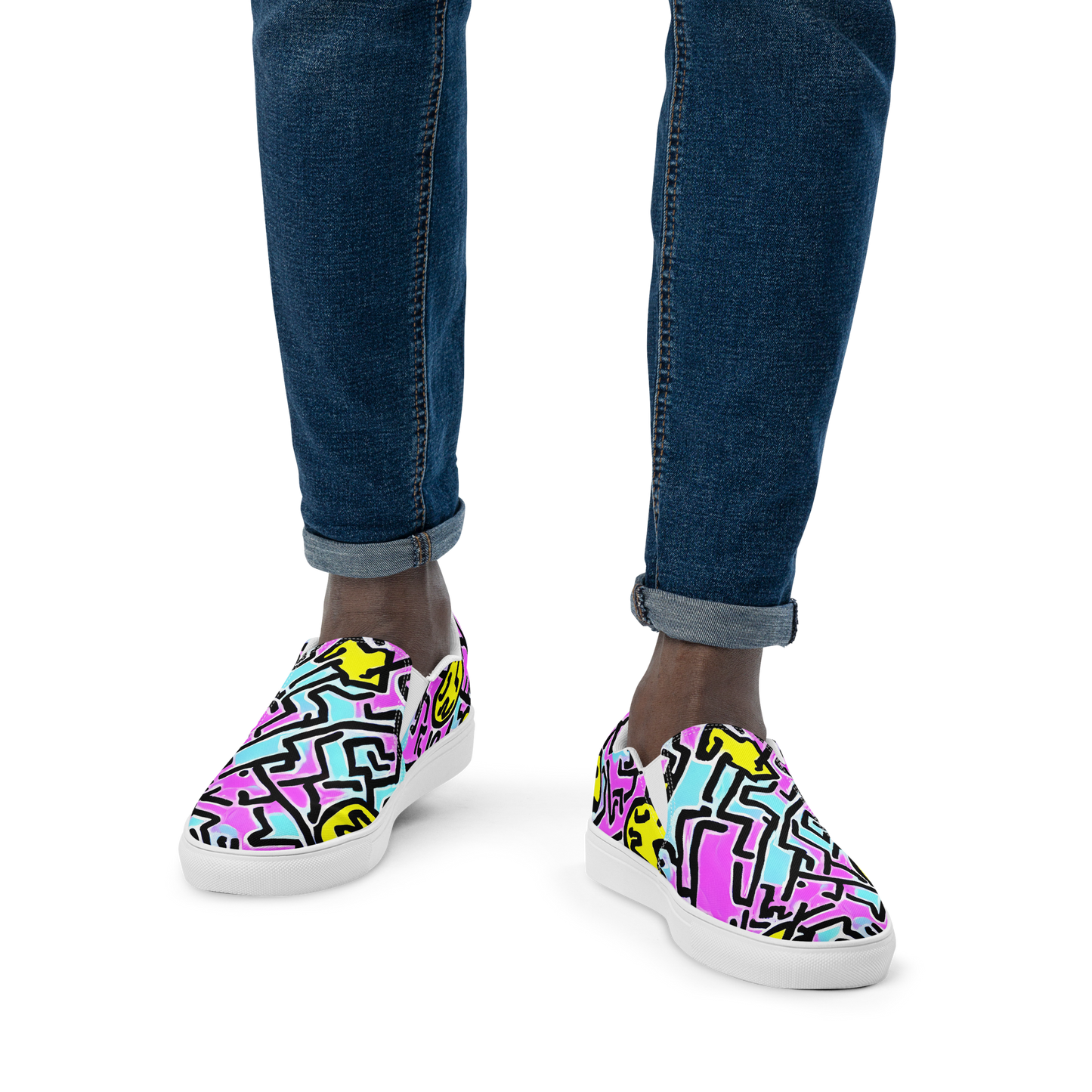 Men's Slip-On Canvas Shoes - Punk Doodles