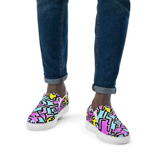 Men's Slip-On Canvas Shoes - Punk Doodles