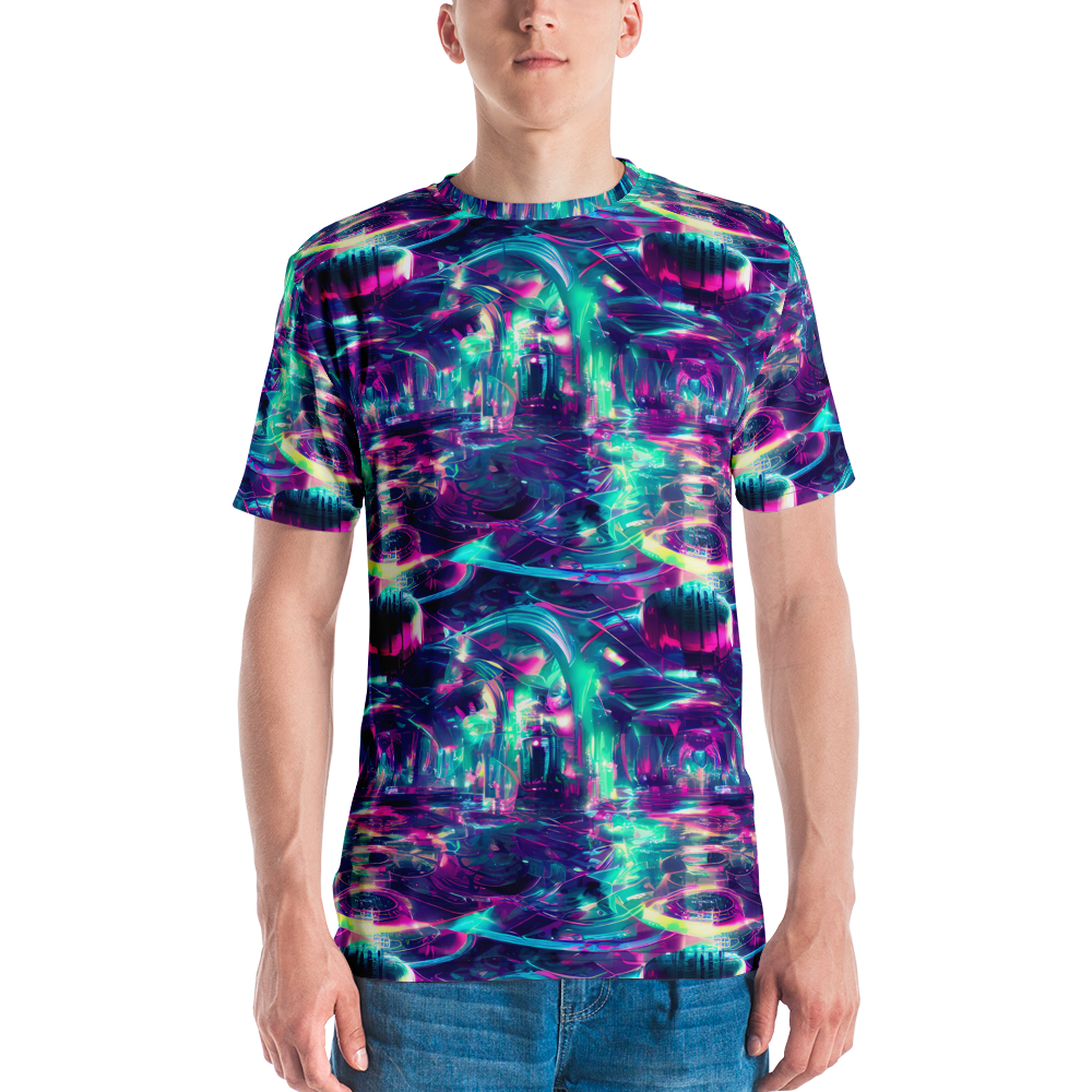 Men's Crew Neck T-Shirt - Synthwave Surge