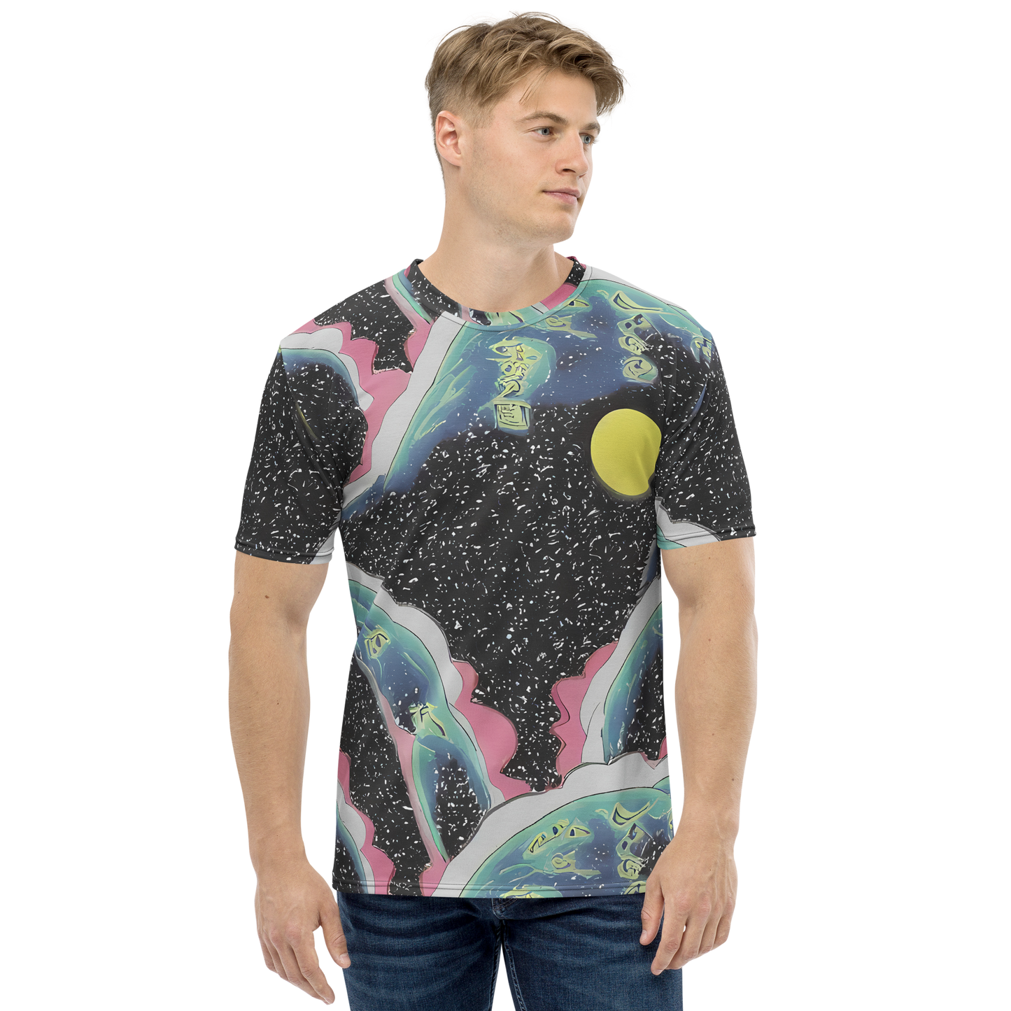 Men's Crew Neck T-Shirt - Lunar Waves