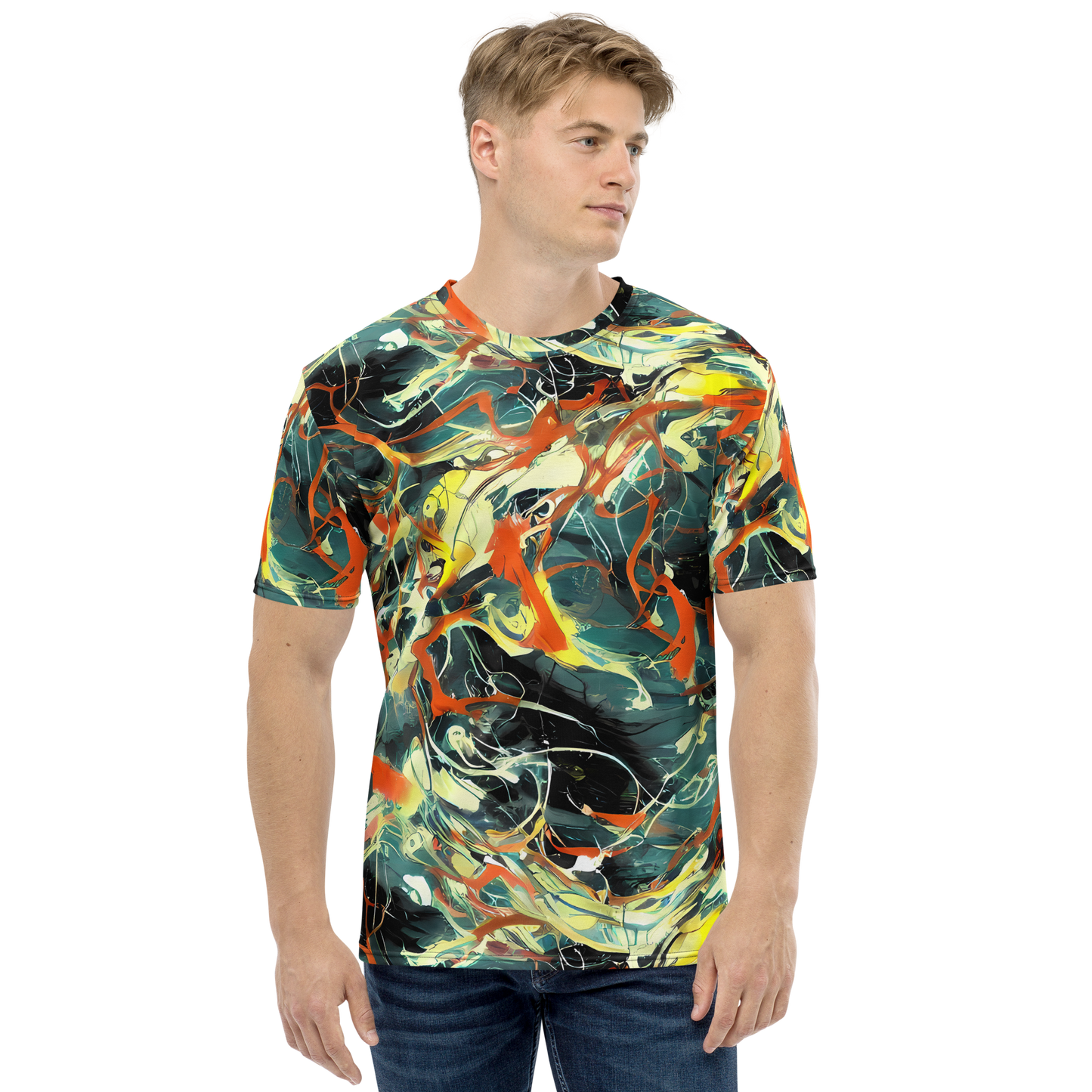 Men's Crew Neck T-Shirt - Fluid Firestorm