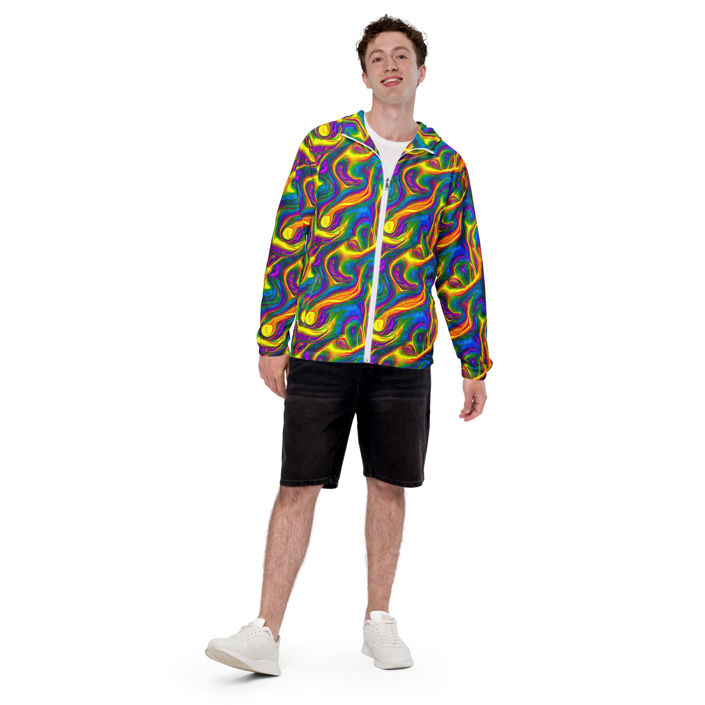 Men's Windbreaker - Electric Aurora