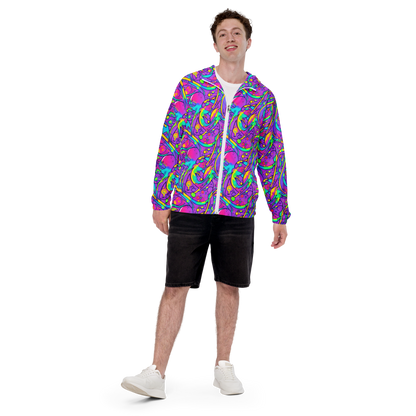 Men's Windbreaker - Neon Galaxy Whirl