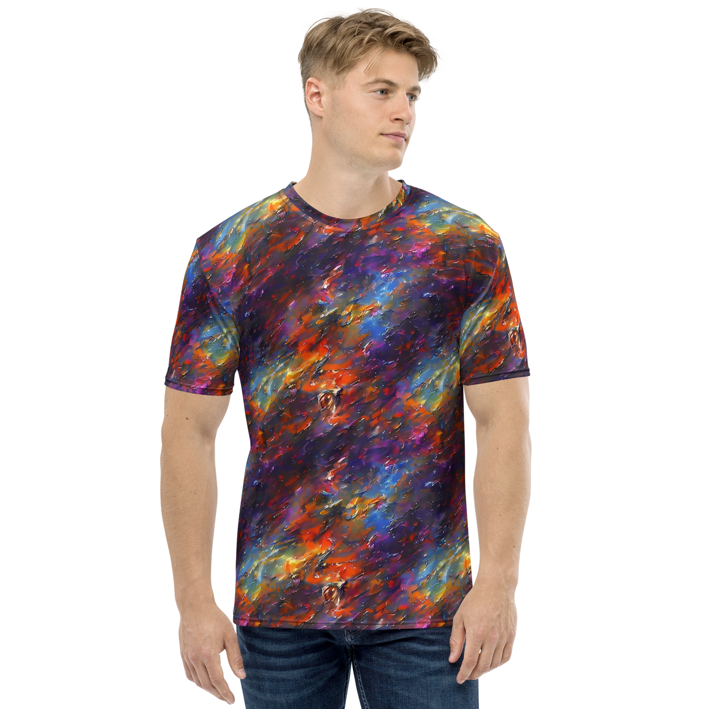 Men's Crew Neck T-Shirt - Auroral Ripples