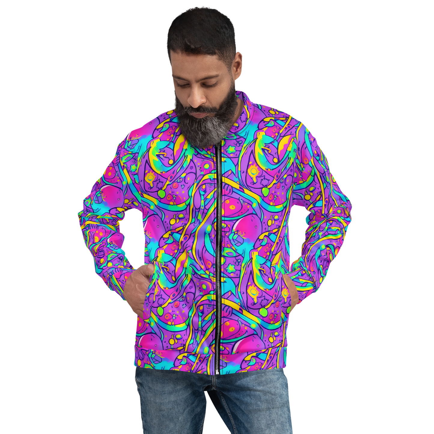 Bomber Jacket - Neon Galaxy Whirl