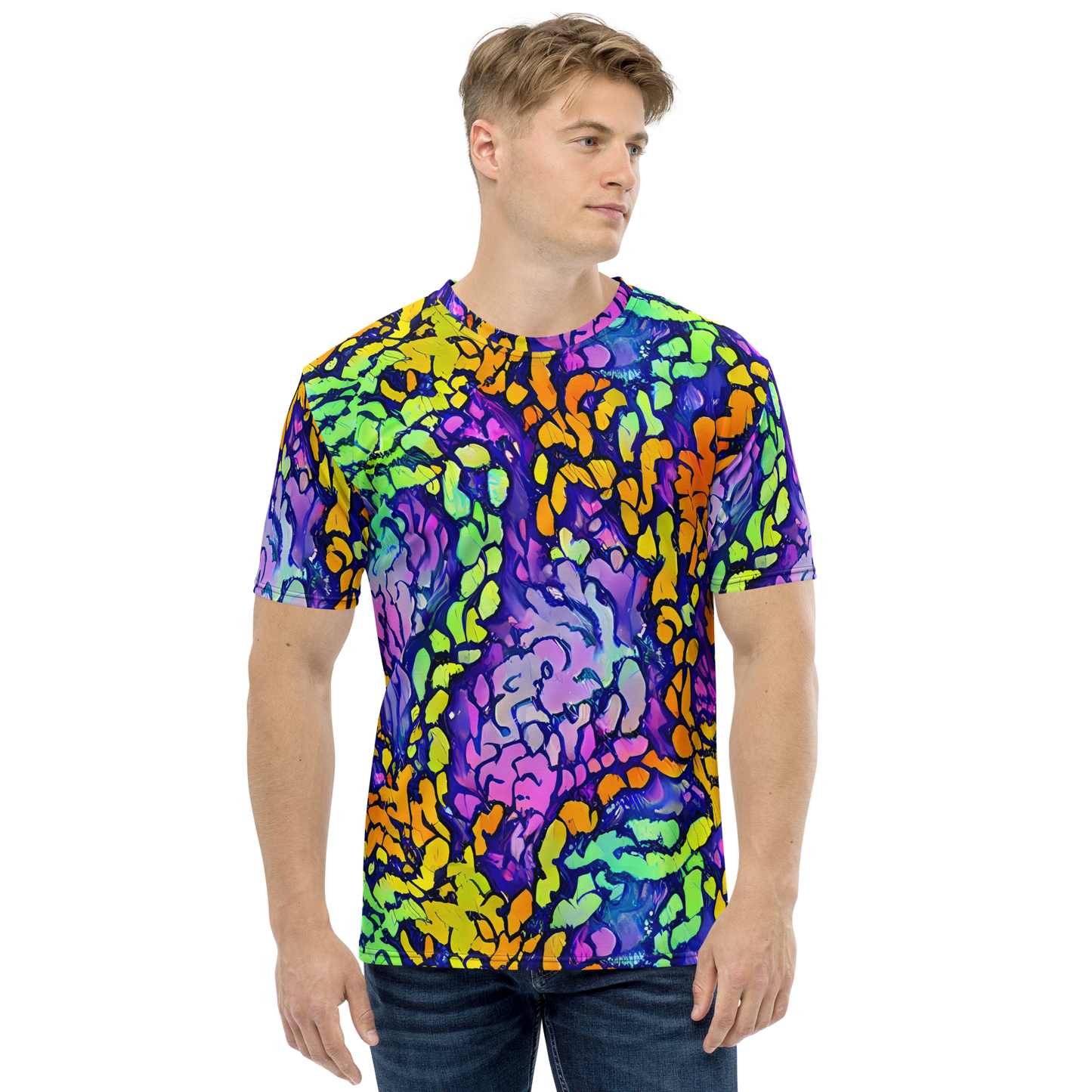 Men's Crew Neck T-Shirt - Surreal Waveforms