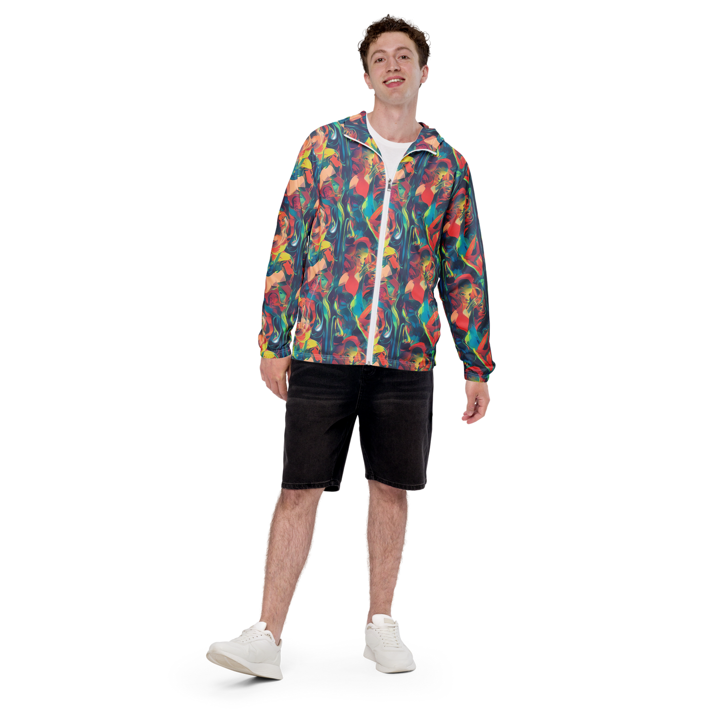 Men's Windbreaker - Neon Aurora