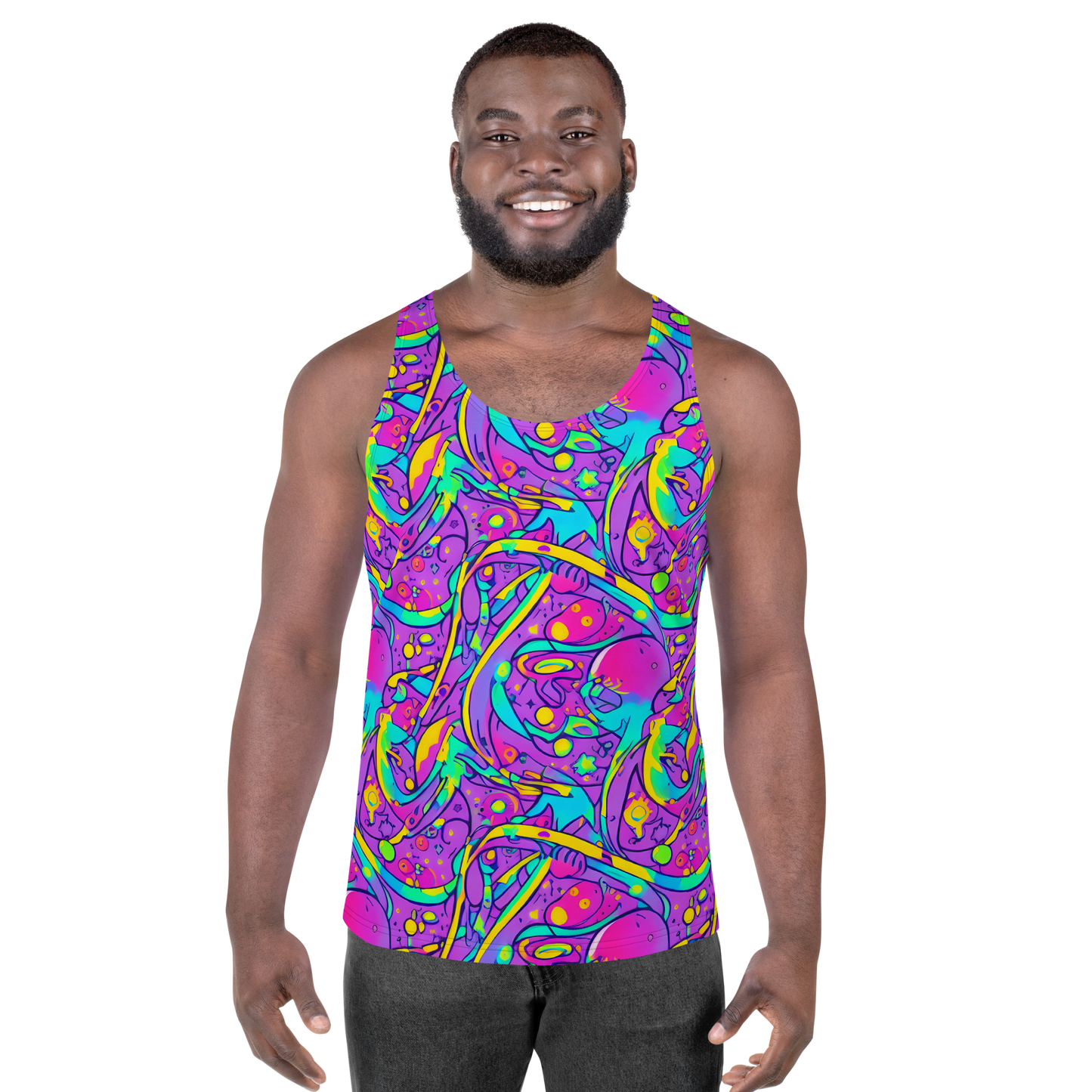 Men's Tank Top - Neon Galaxy Whirl