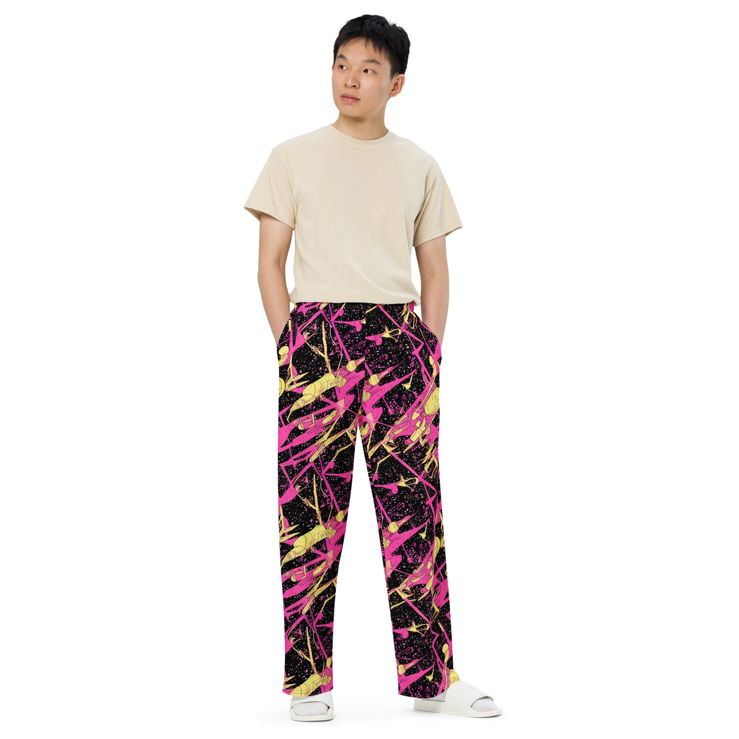 Wide-Leg Pants - Galaxy Graffiti