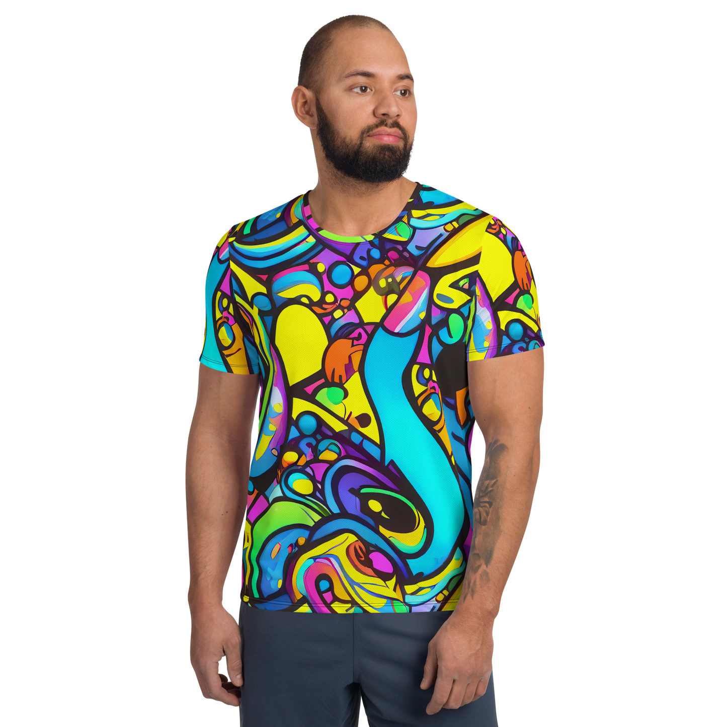 Men's Athletic T-Shirt - Kaleidoscopic Flow